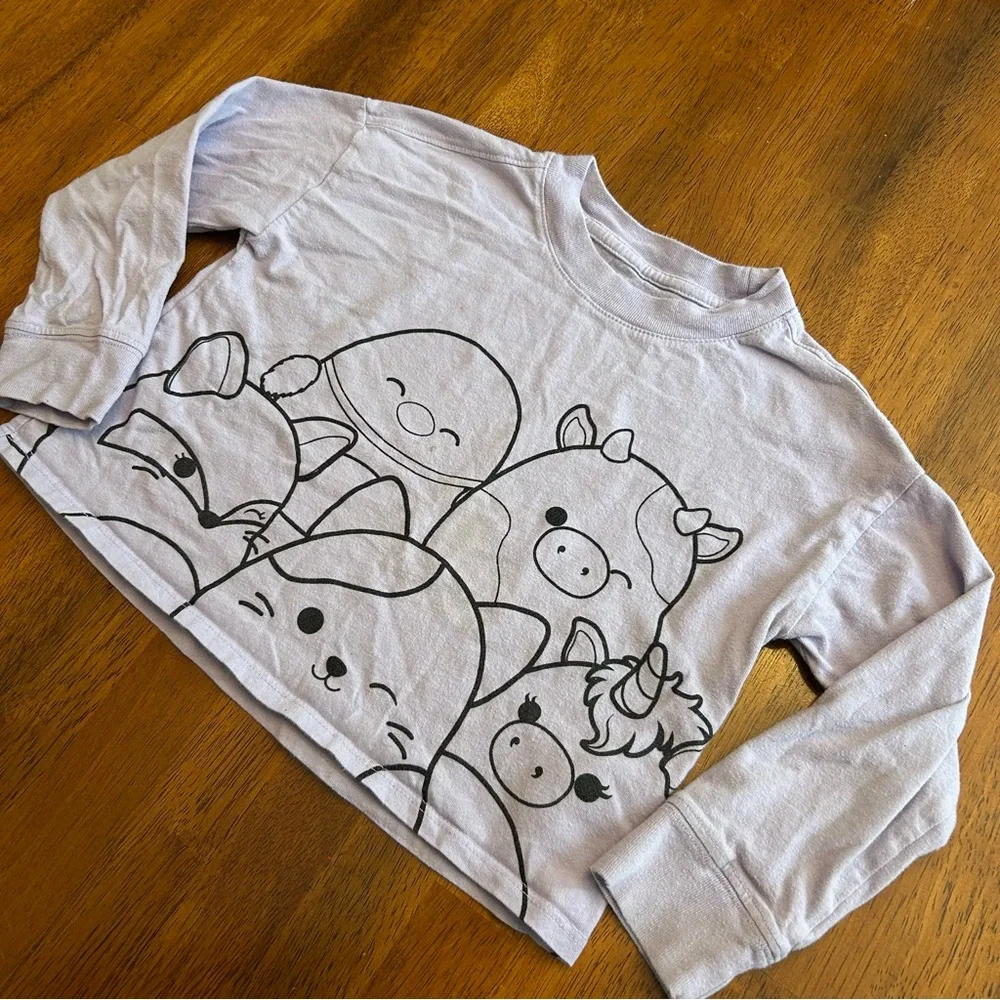GAP Cropped Squishmallow-Style Animal Long Sleeve Tee | Girls XS (4–5) | Purple